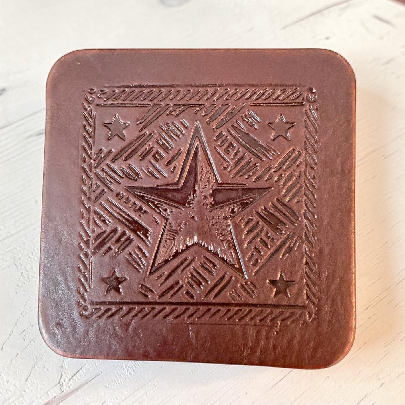 Lone Star Bison Leather Coaster