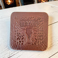 Texas Longhorn Bison Leather Coaster