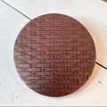Texas Basketweave Bison Leather Round Coaster