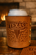 Premium Texas Longhorn Drink Coozie / Beverage Holder